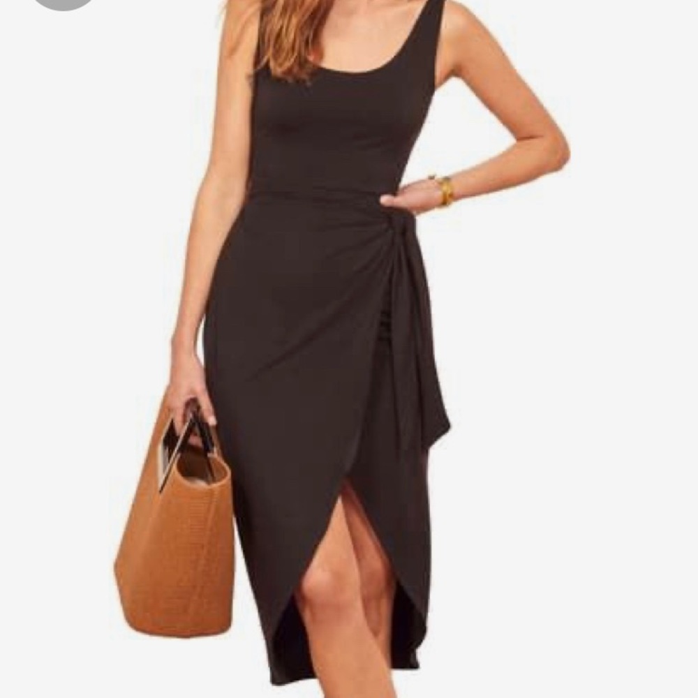 Reformation black wrap dress